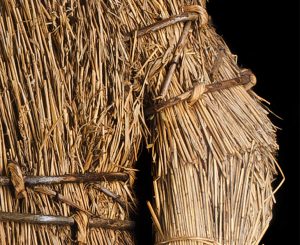 Detail of King Alfred straw sculpture (MERL 60/201)