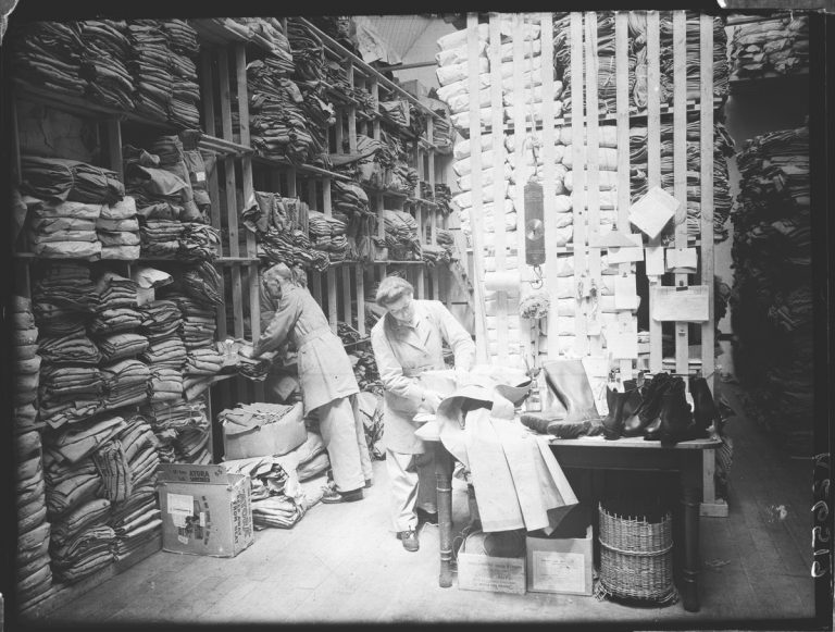 Squash Court at Balcombe Place, Sussex, used as a Women's Land Army uniform store