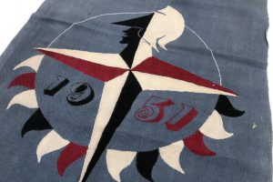 Blue, red, and white textile with Festival of Britain logo