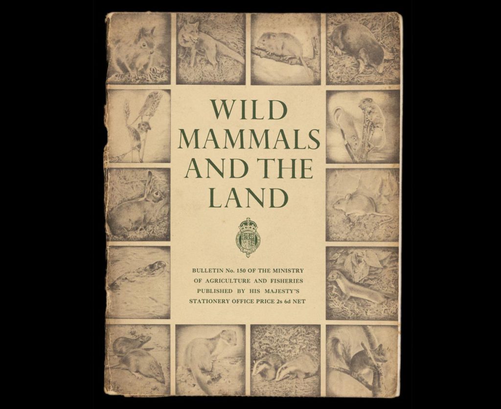 Cover of booklet entitled Wild Mammals and the Land, featuring small images of different animals around the edges