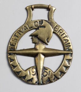 Armac Brassworks, Festival of Britain horse brass with Abram Games Festival logo and hoop to upper section