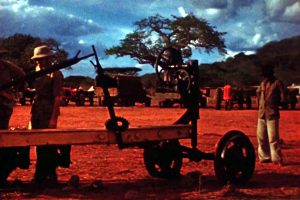 Still from film called 'The Groundnut Scheme at Kongwa' showing lots of different machinery