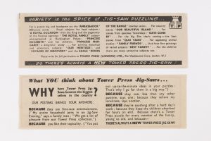 Two leaflets connected to a jigsaw puzzle (MERL 2012/283/1-4)