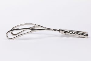 Stainless steel obstetric forceps (BMHC 2010.16.15). Image copyright Berkshire Medical History Centre.