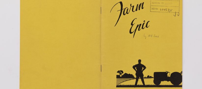Cover of Farm Epic showing silhouette figure and tractor.