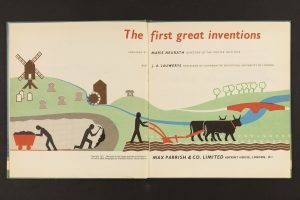 Title page of Marie Neurath and Joseph Lauwerys, The first great inventions (Max Parrish, 1951) (University Special Collections)