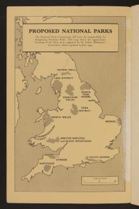 Map pf proposed National Parks from Ministry of Town and Country Planning, National Parks and Access to the Countryside (London: HMSO, 1950) (MERL LIBRARY PAMPHLET 2860 BOX 07/05)