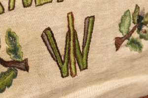 Detail of WI logo from Pinkneys Green Women’s Institute Banner, circa 1951 (MERL 2007/48/1-2)