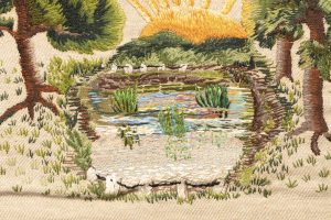 Detail of embroidery from Pinkneys Green Women’s Institute Banner, circa 1951 (MERL 2007/48/1-2)