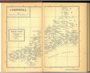 Map of Cornwall from Nikolaus Pevsner, Cornwall (Harmondsworth: Penguin Books, 1951)