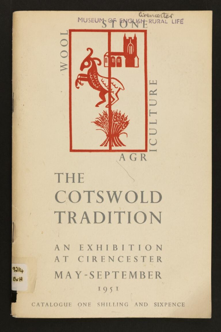 Cover of exhibition catalogue for The Cotswold Tradition (MERL Library 9214 COT)
