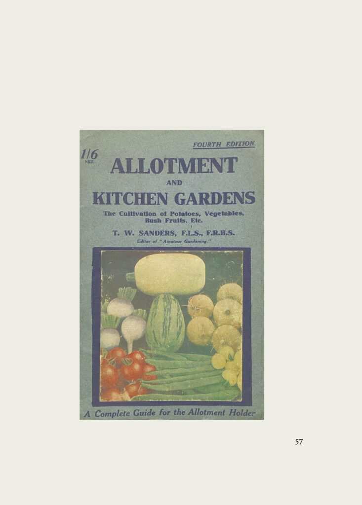 Cover of 'Allotment and Kitchen Gardens' guide book from JC Niala, 'Portal: 1918 Allotment' (Fig: Oxford, 2022), p.57