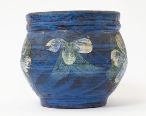 Side view of Quentin Bell, Decorated plant pot, 1951 (MERL 2010/69)