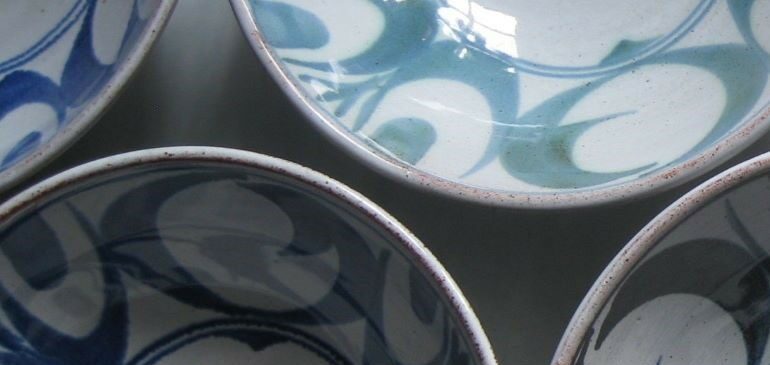 Edges of ceramic bowls by Ursula Waechter