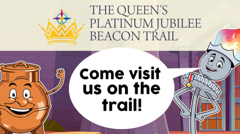 cartoon characters from the Jubilee trail with speech bubble saying 'Come join us on the trail'