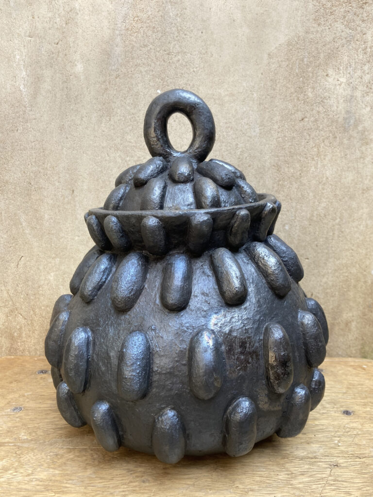 A clay pot made by Freya Edwards in Vume during her residency.