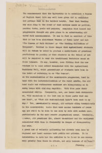 Page 1 of a draft, typewritten article by John Higgs entitled 'Making a Museum'