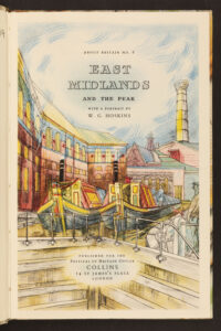 Detail from title page of W. G. Hoskins, 'About Britain No. 8: East Midlands and the Peak' (Collins / Festival of Britain: London, 1951)