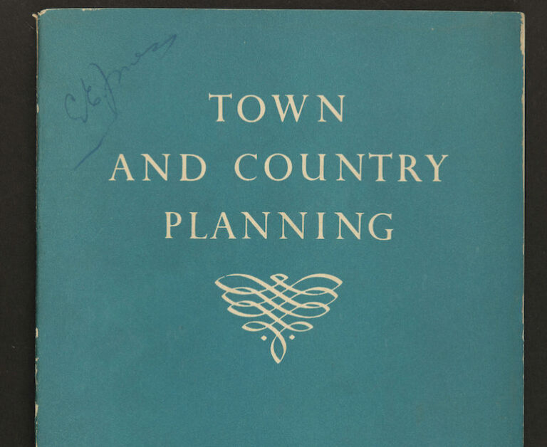 Cover from Clough Williams-Ellis, ‘Town and Country Planning’, 1951 (MERL Lib Pamphlet 2860 BOX 01/18)