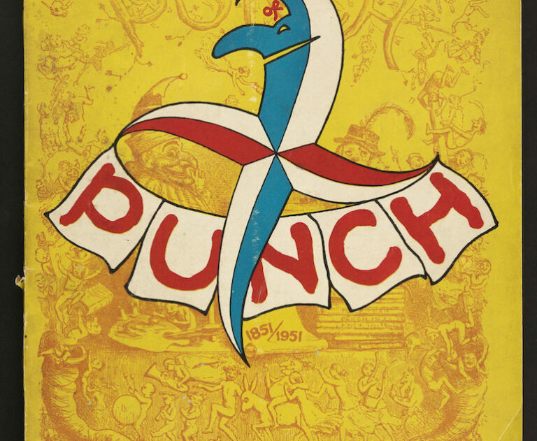 Cover of Punch, 'The Festival of Punch: 1851-1951', 30 April 1951, featuring comical take on Abram Games' Festival of Britain logo