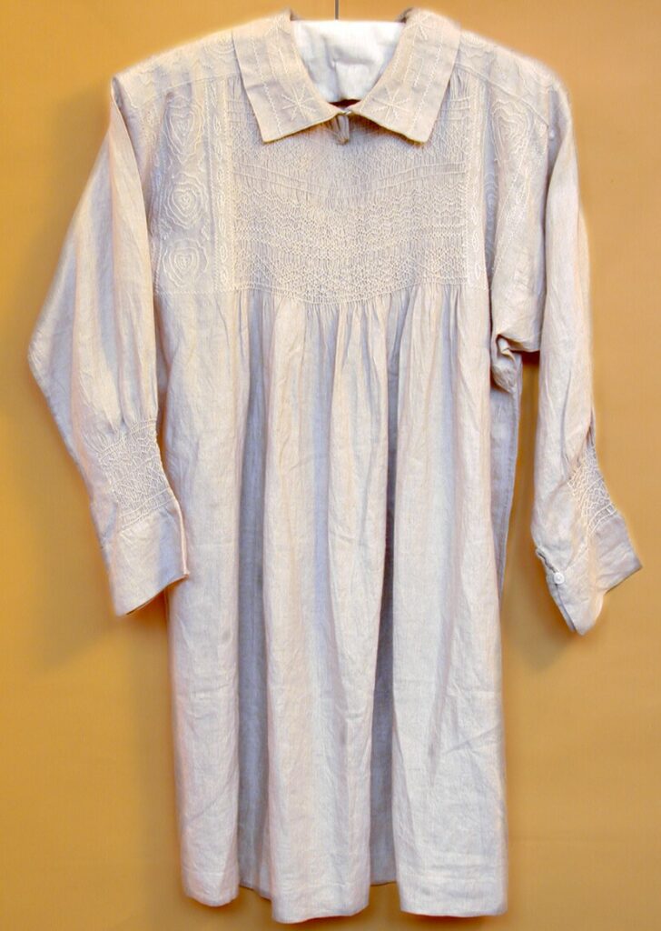 83/20 hand sewn smock for fast fashion exhibition