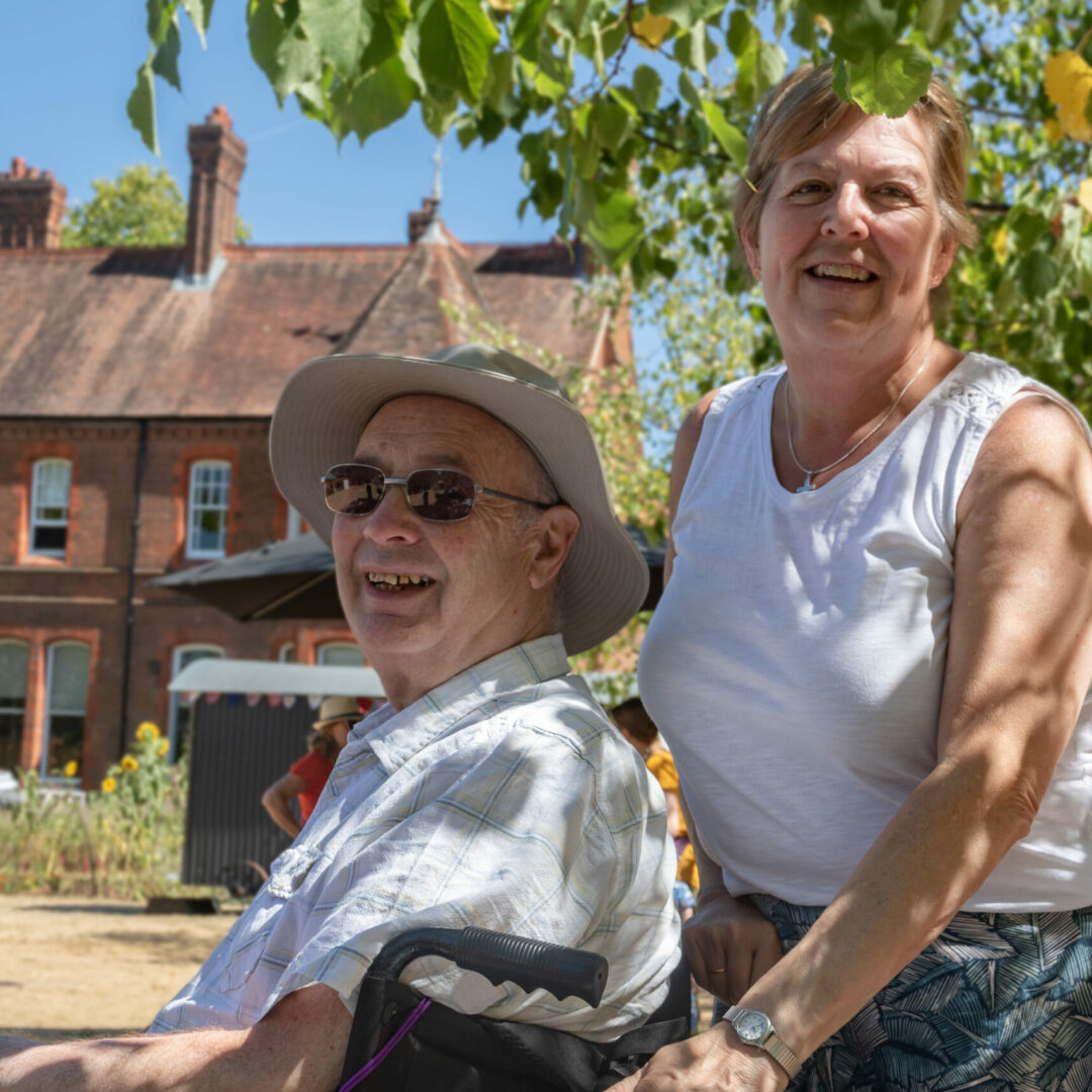 Two adults in The MERL garden.