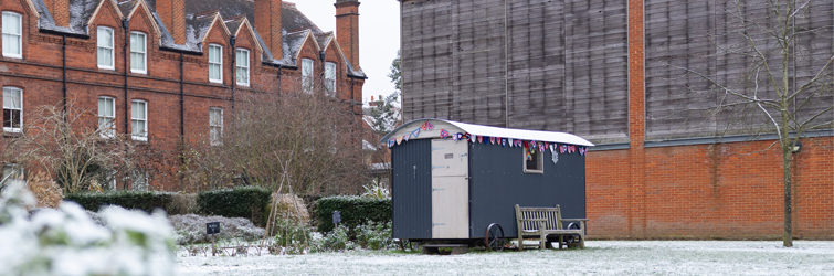 The MERL garden in winter.