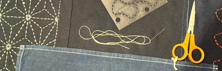 Materials for a sashiko repair.
