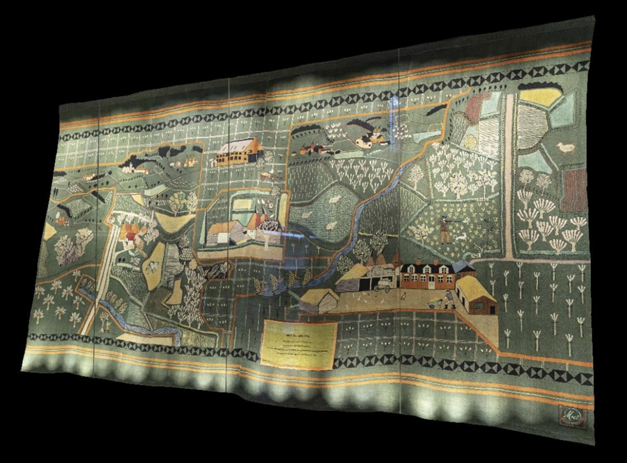 wall-hanging depicting details of the agriculture, buildings and landscape of Kent