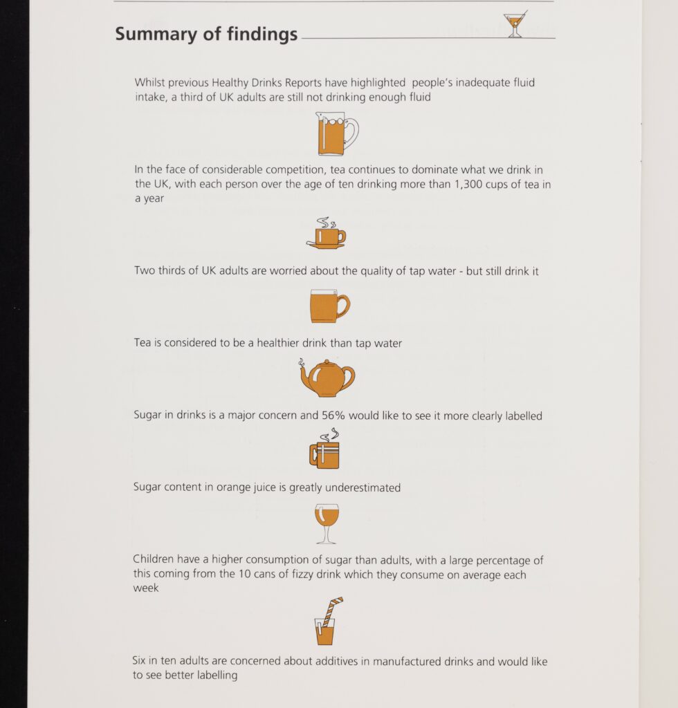 A page from a tea council booklet, giving a summary of their findings
