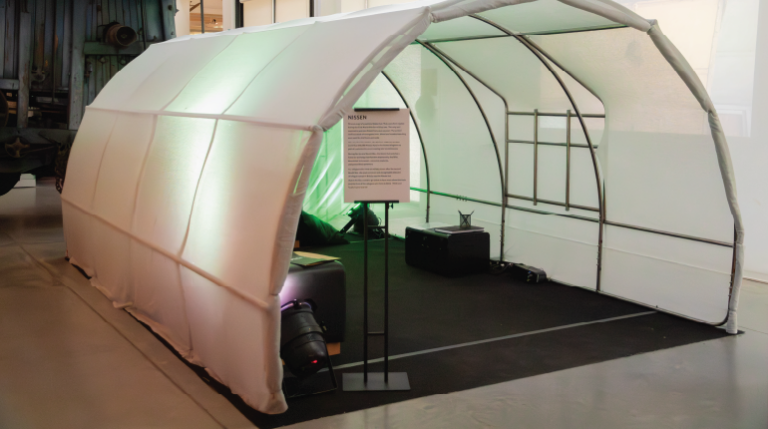 A recreated Nissen hut in The MERL galleries.