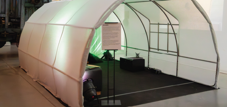 A recreated Nissen hut in The MERL galleries.