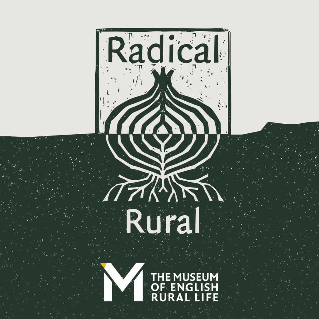 "Radical Rural." A line-art illustration shows an onion taking roots in the earth.