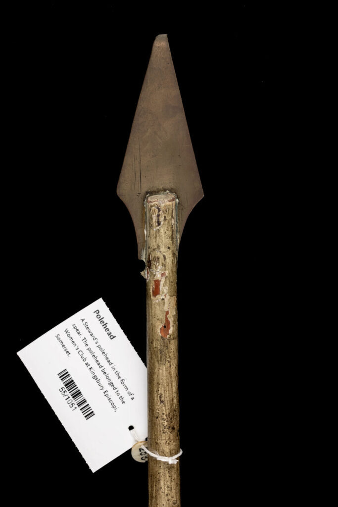 This polehead from Kingsbury Episcopi was highlighted by Margaret Fuller as a rare example belonging to a women’s club. However, this is a steward’s pole and the stewards of this women’s society were usually men. (MERL 55/1051)