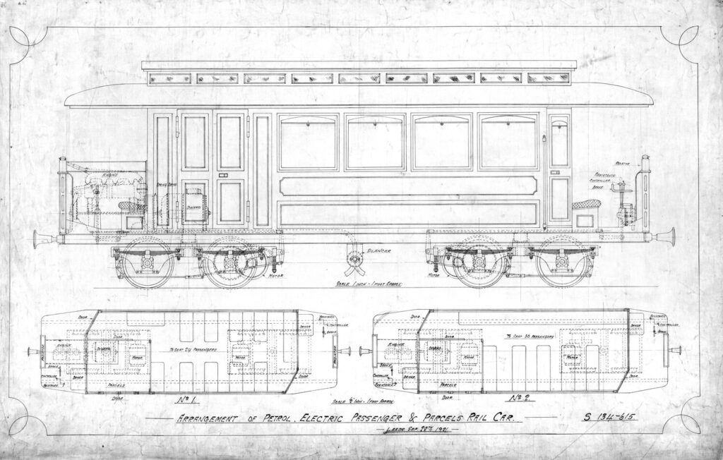 Arrangement of petrol electric passenger & parcels rail car (28 Sept 1931)[ TR FOW DO1/S134]
