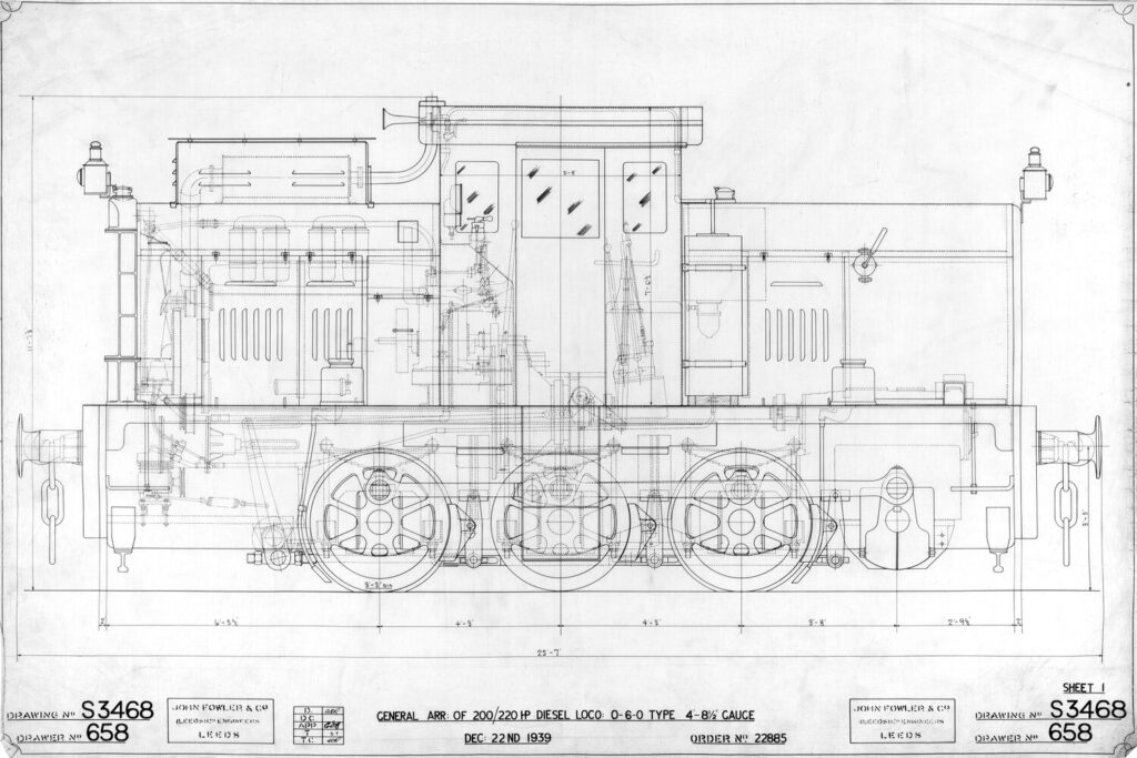 General arrangement of 200/220HP diesel locomotive 0-6-0 type 4’-8 ½” gauge (22 Dec 1939) [TR FOW DO1/S3468]