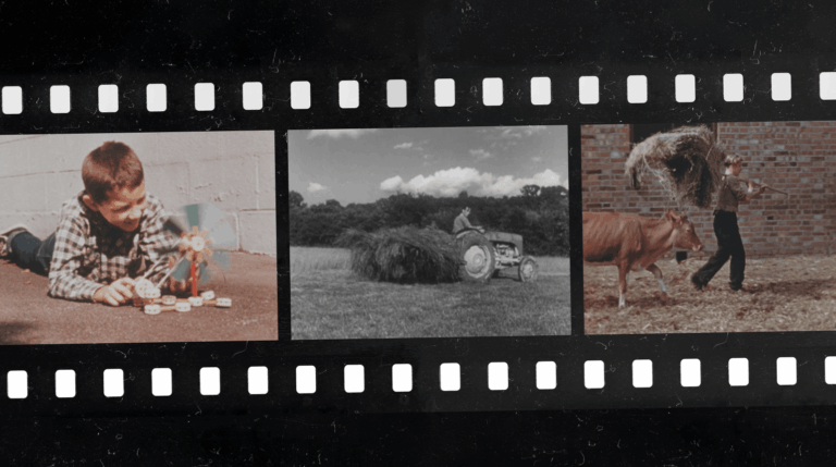Three stills from digitised films from Richard Watts’ archival collection