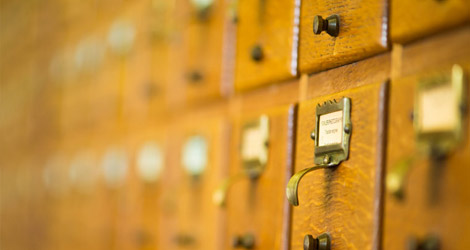 Catalogue card index drawers.
