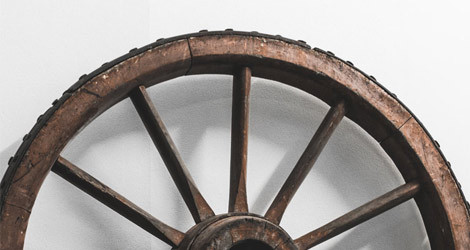 An image of a wagon wheel in the MERL object collection.
