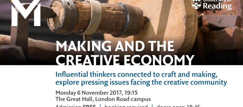 A cover for the Making and the Creative Economy MERL Annual Lecture 2017, set against an image of a detail of a pole lathe.