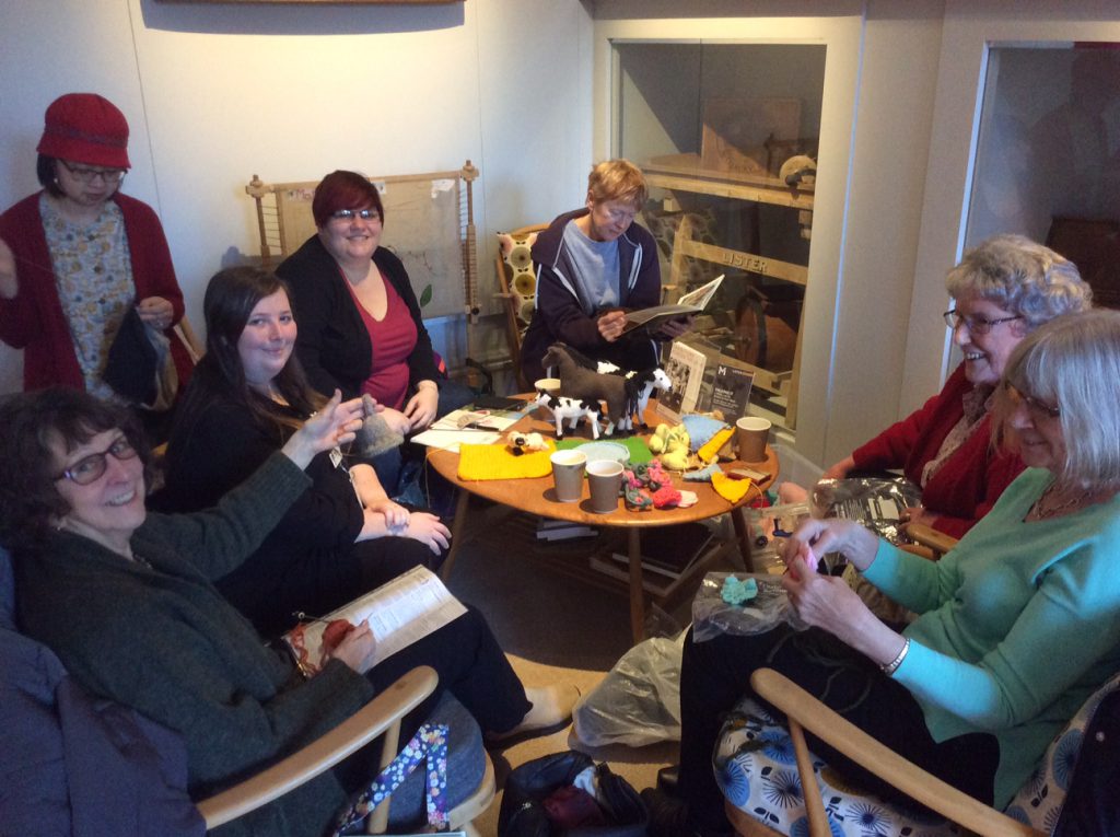 A group shot of a Mewes Knitters meeting