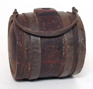 Labourer's keg, wooden barrel, from rural life collector Titus Barham collection