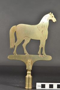 Brass polehead horse from the Shickle collection of poleheads