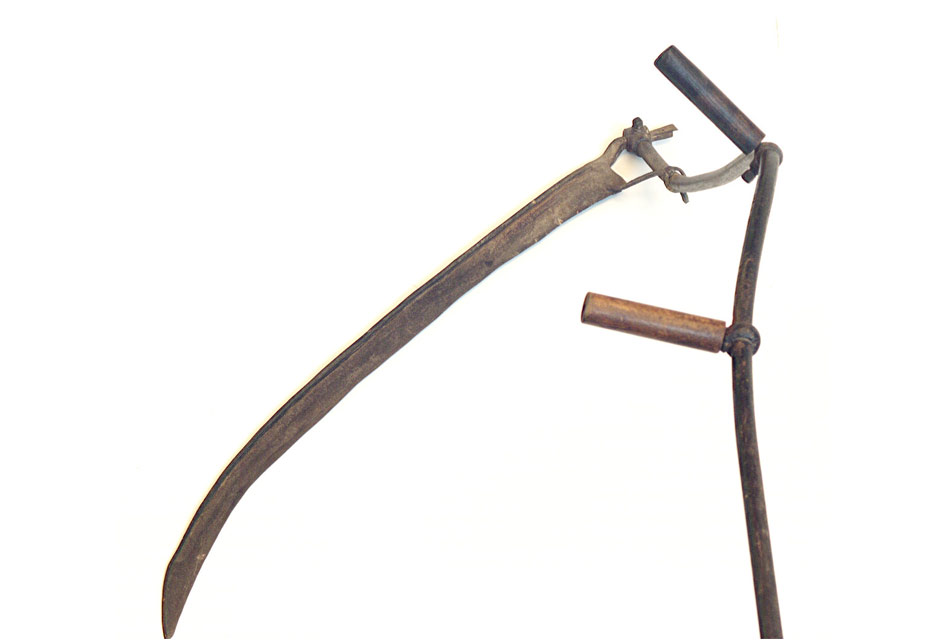 What makes this scythe different from others in the museum's collection?