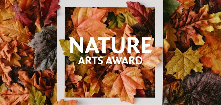 Autumnal leaves with overlaid text Nature Arts Award