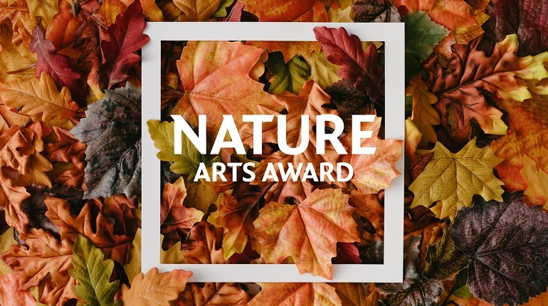 Autumnal leaves with overlaid text Nature Arts Award