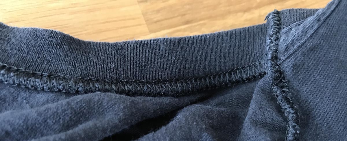 Detail of the stitching inside a t-shirt