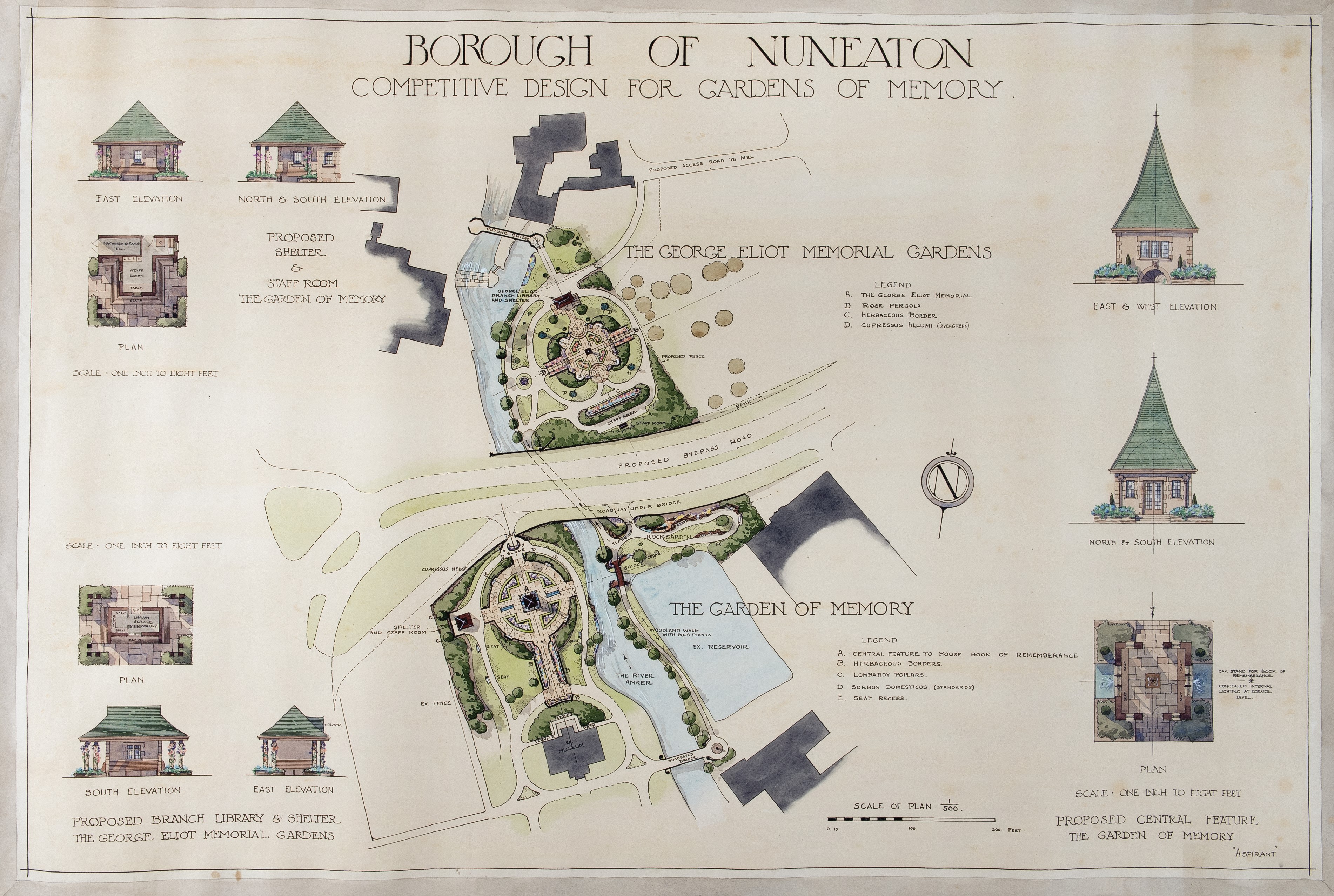 Competition drawing for a garden of memory for the Borough of Nuneaton