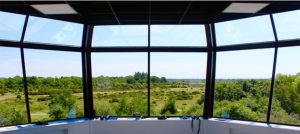 Photograph of the view from Greenham Common Control Tower: Observation Deck.