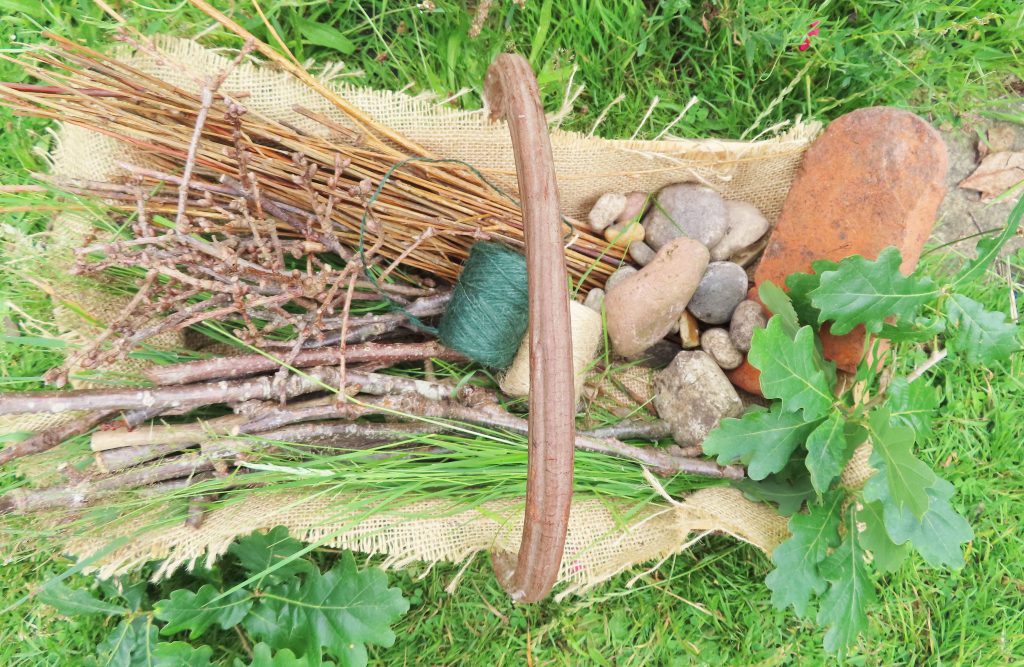 Materials needed to make a mini wildlife den